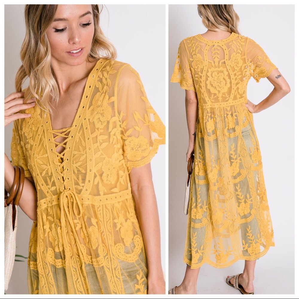 Anastasia Boho Lace Kimono Maxi Dress - Picture 2 of 8